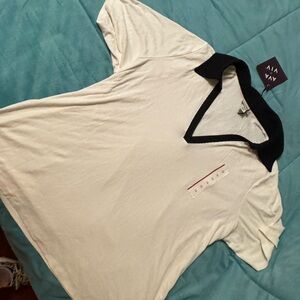 Ava & Viv White and Black Collared Blouse